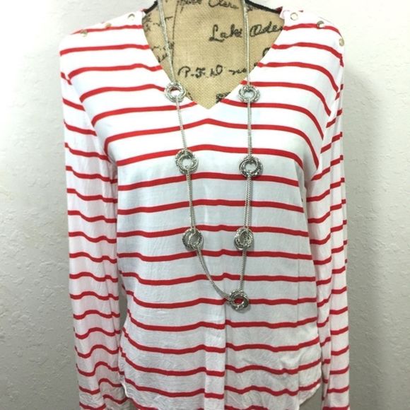 ANN TAYLOR Horizontal Striped Blouse - Picture 2 of 4